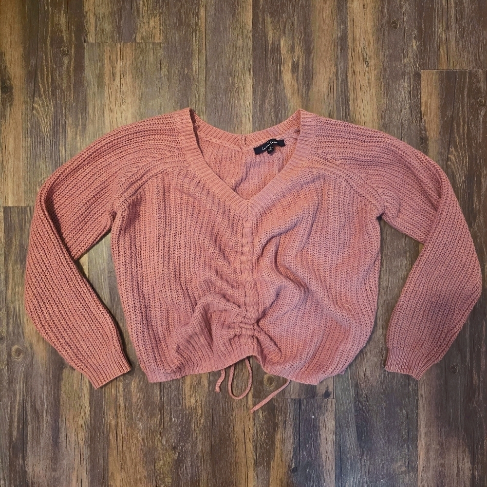 Love Tree Dusty Rose Ruched Front Knit Sweater Size Small